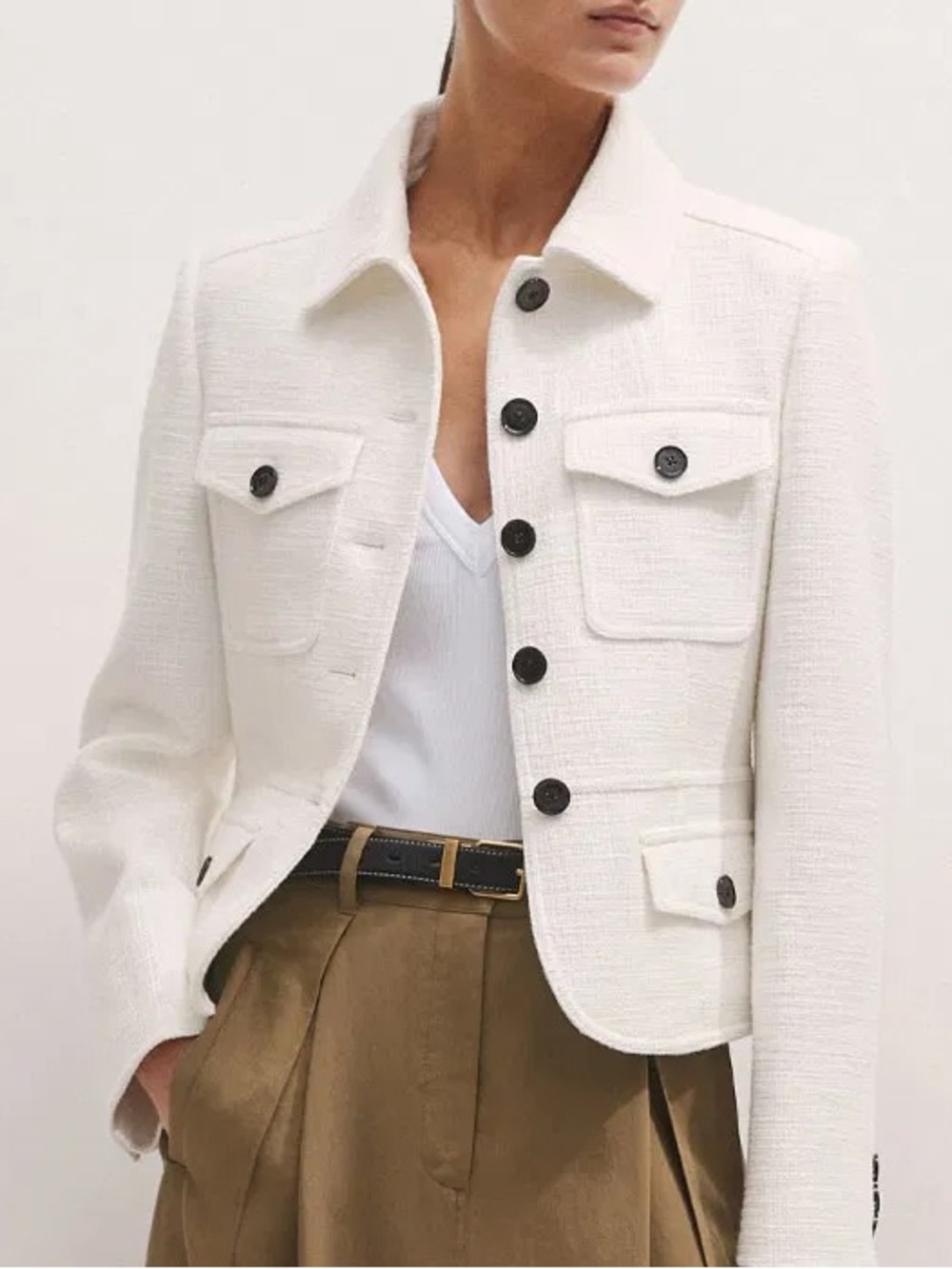 Me + Em Utility Jacket Blazer in Warm Off-White